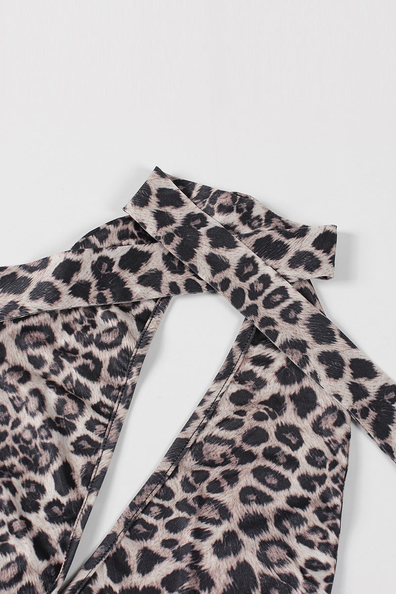 Leopard Print Halter Jumpsuit
