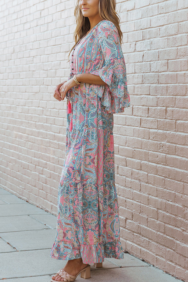 Boho Maxi Dress with Tassel Detail