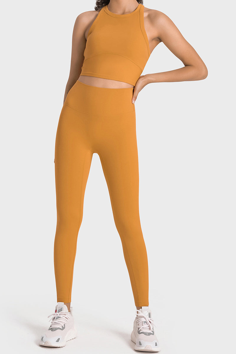 Sporty Crop Top and Legging Suit Set
