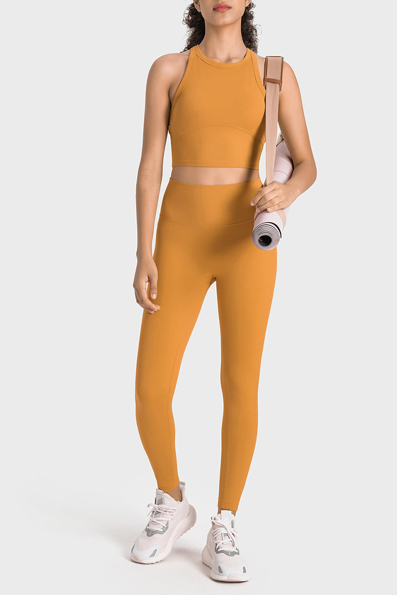 Sporty Crop Top and Legging Suit Set