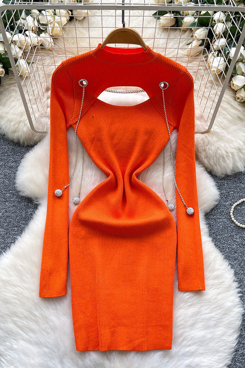 Cutout Chain Detail Casual Dress