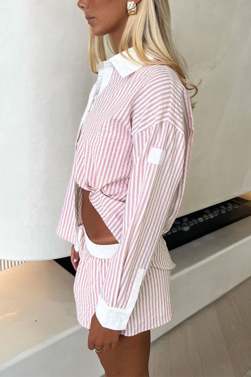 Striped Relaxed Button-Up Set