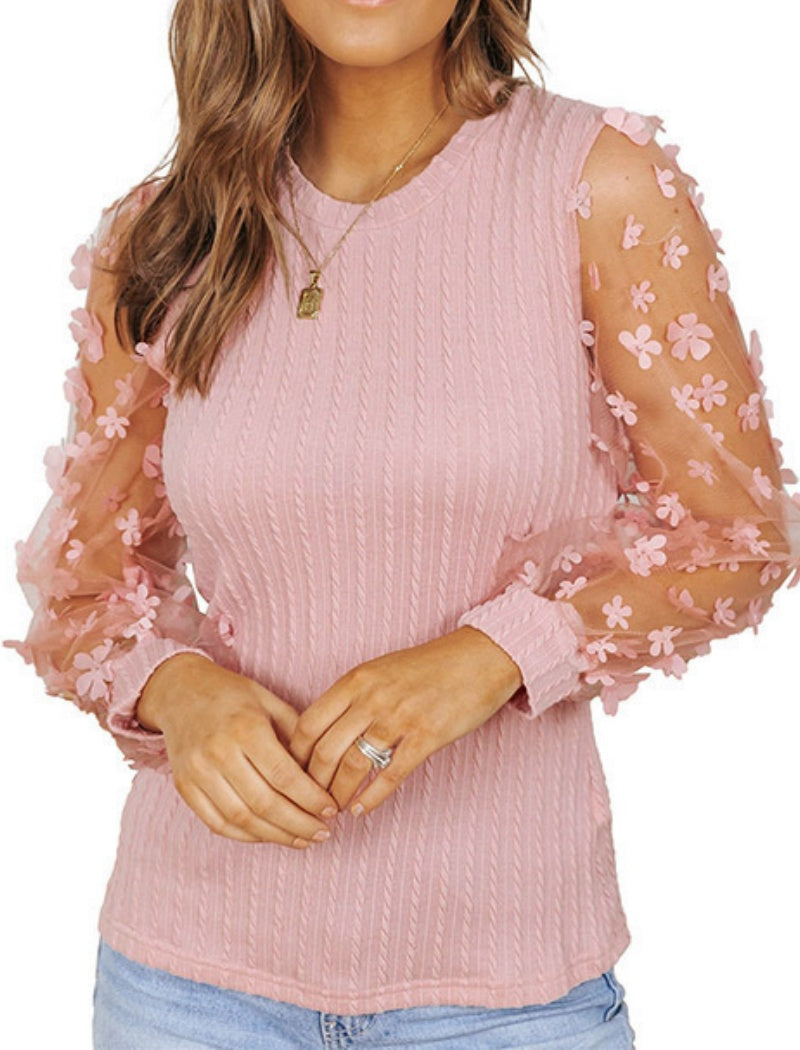 Floral Mesh Sleeve Top