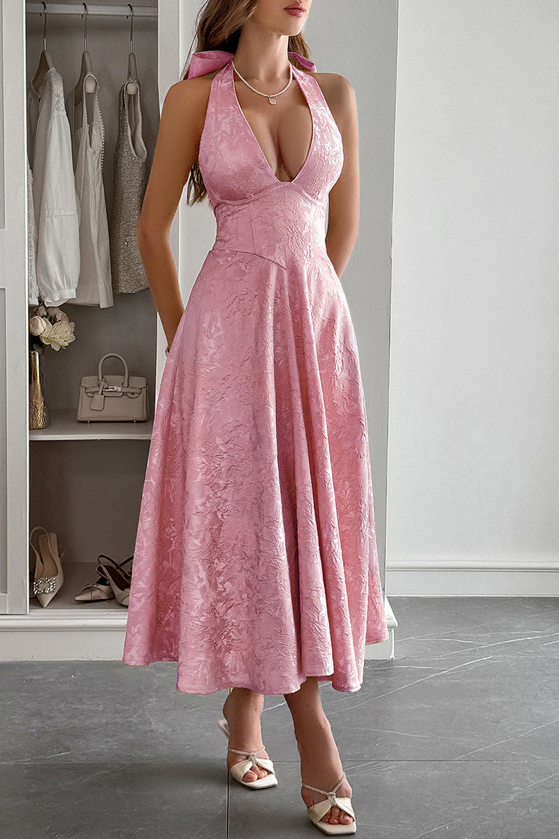 Elegant Halter Midi Sundress