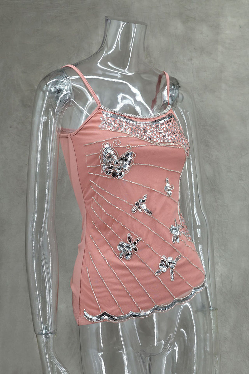 Embellished Sleeveless Tank Top
