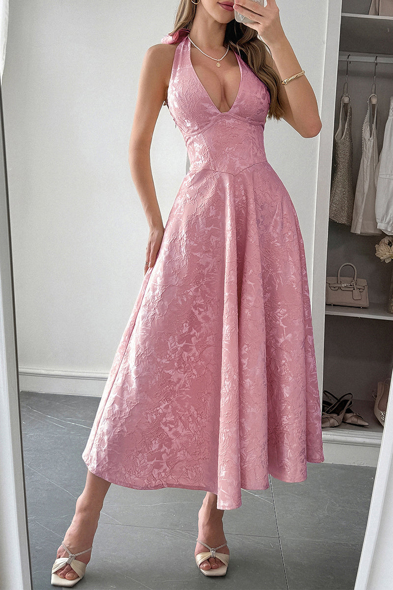 Elegant Halter Midi Sundress