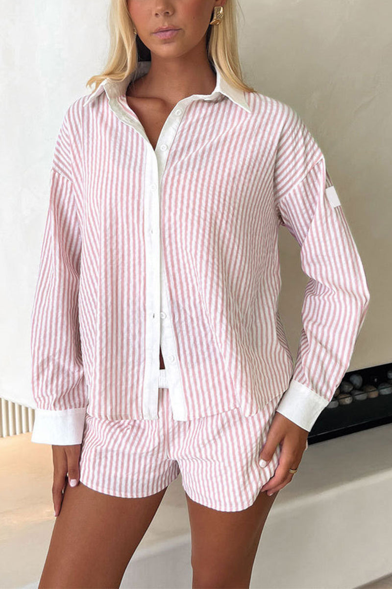 Striped Relaxed Button-Up Set