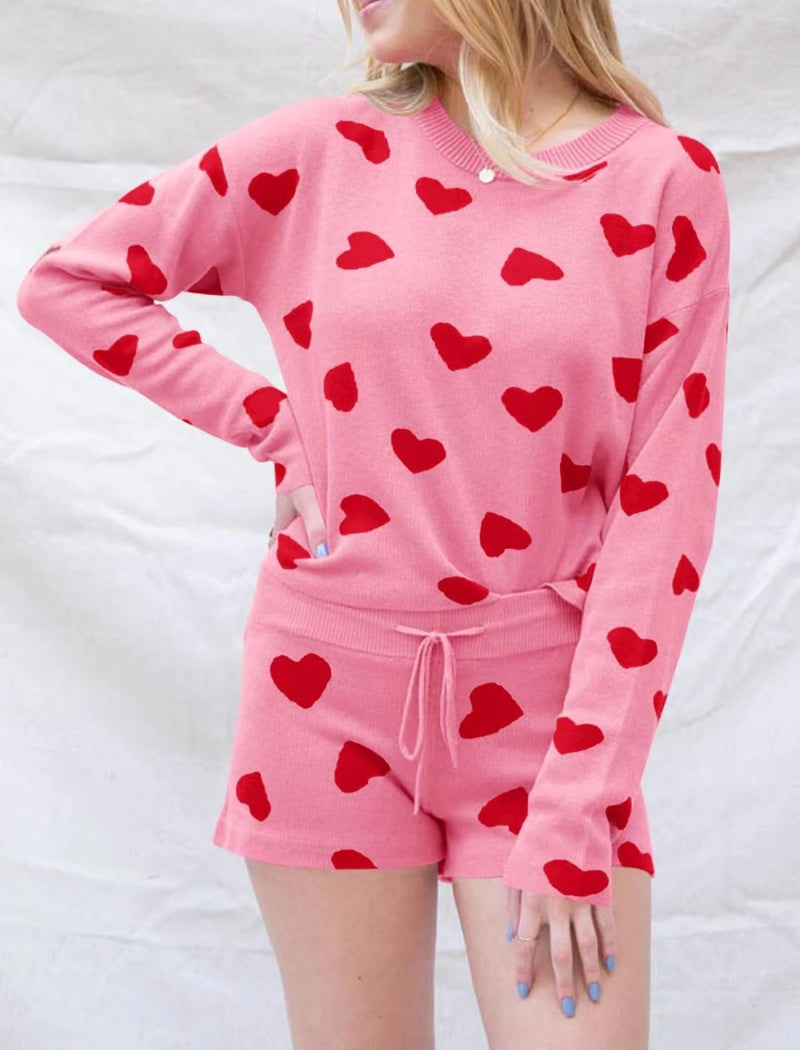 Heart Print Lounge Set