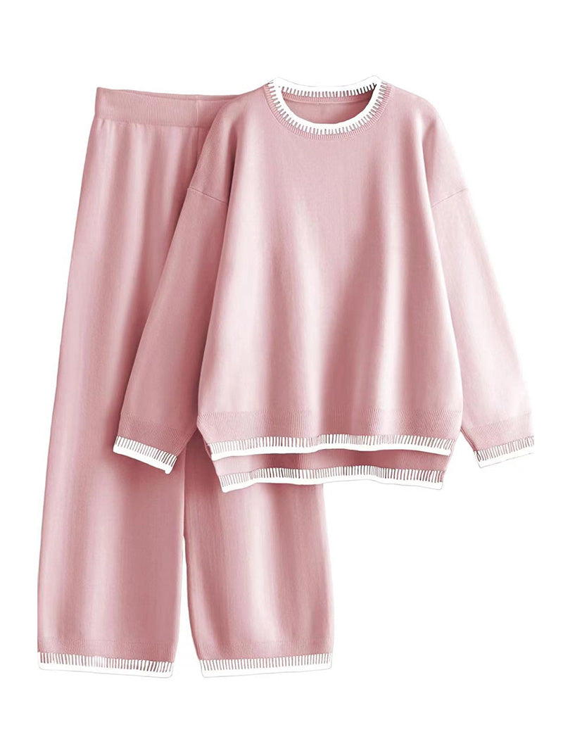 Contrast Trim Knit Lounge Set
