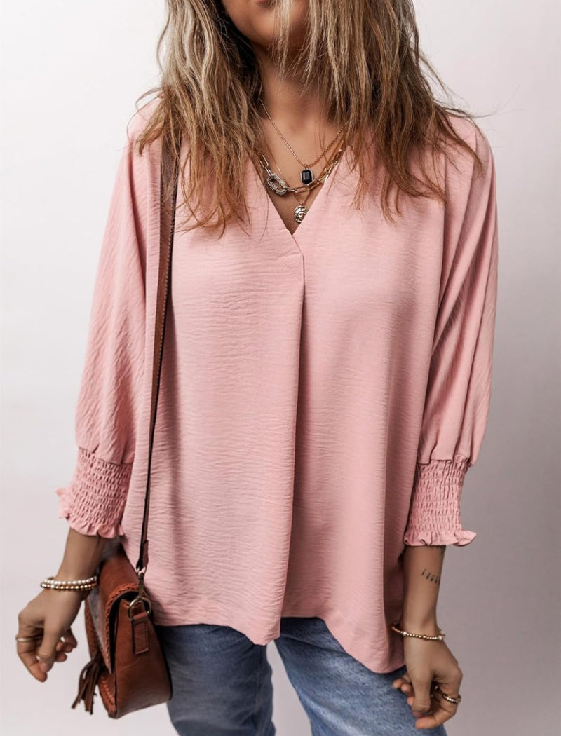 V-Neck Ruffle Blouse