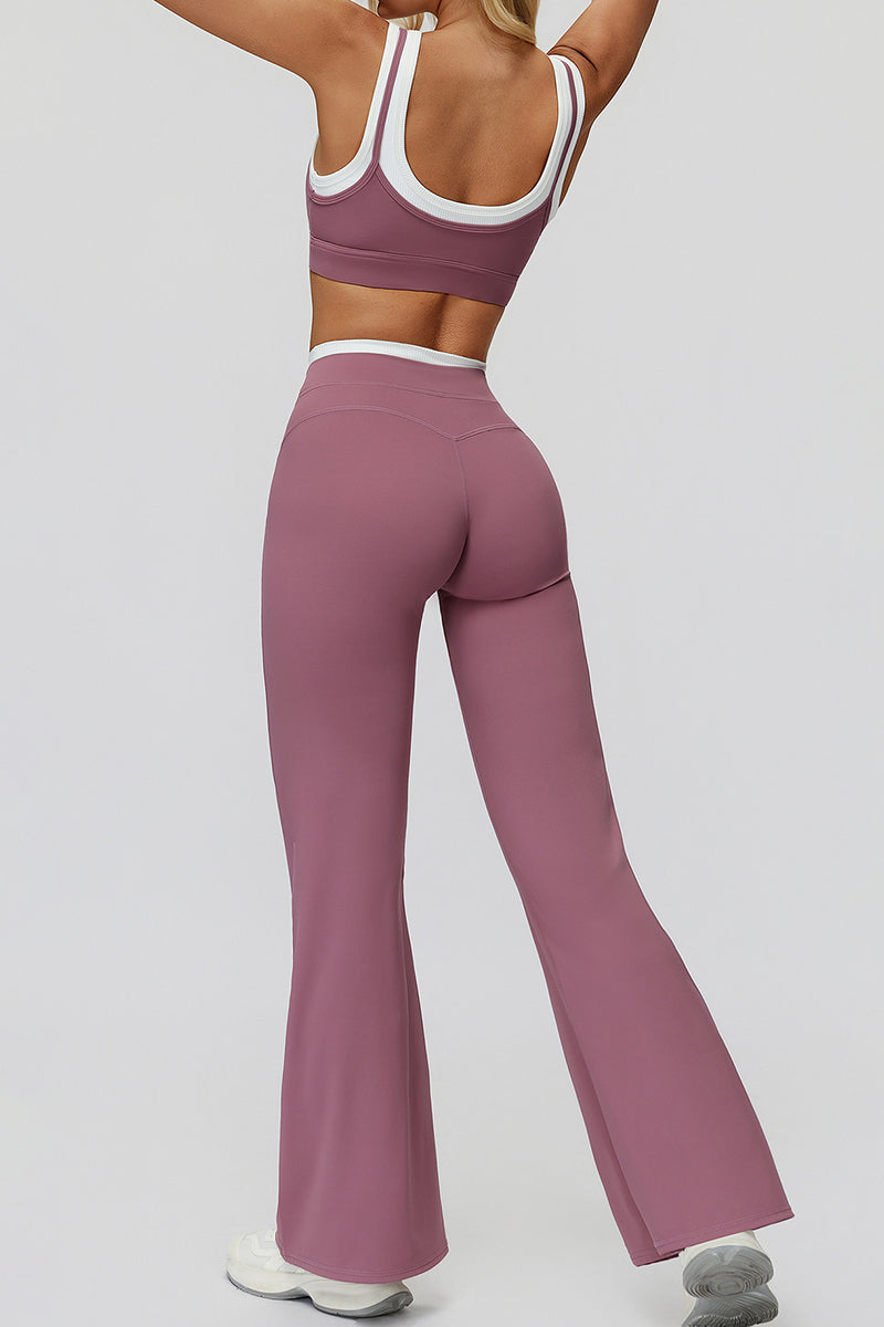 Chic Contrasting Strap Sports Bra