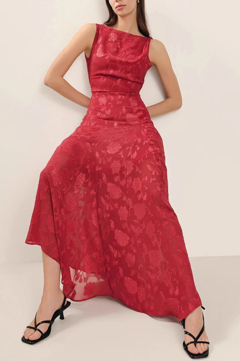 Floral Jacquard Sleeveless Sundress