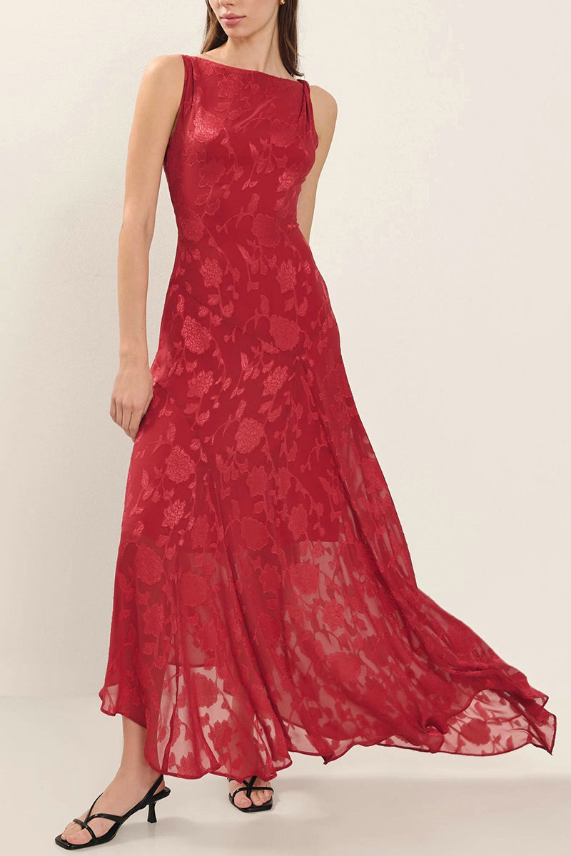 Floral Jacquard Sleeveless Sundress