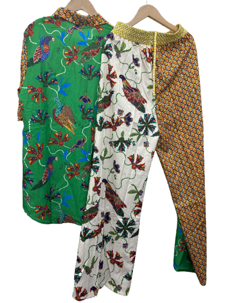 Patchwork Shirt and Pants Set