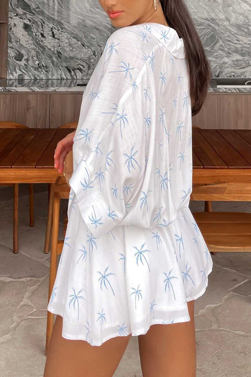 Printed Tie-Waist Romper