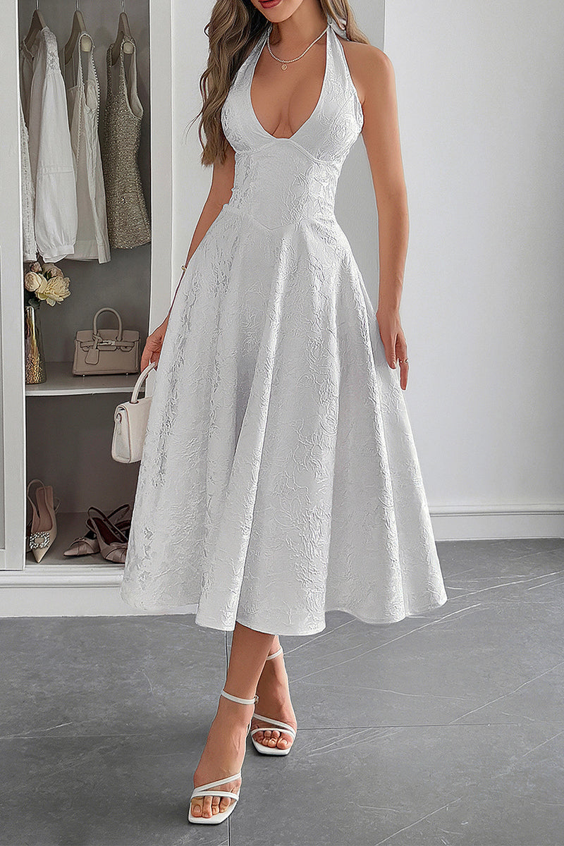 Elegant Halter Midi Sundress