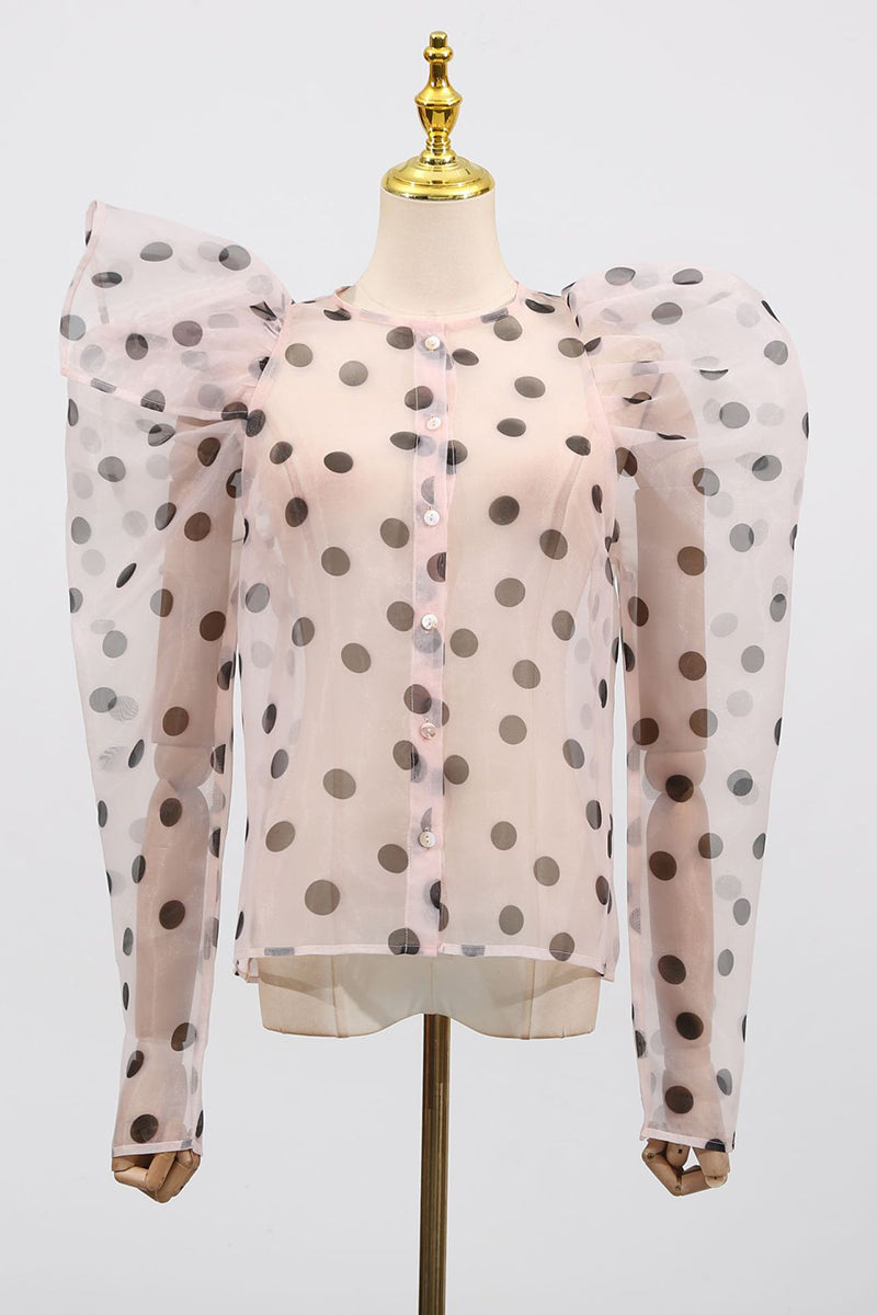 Puff Sleeve Polka Dot Blouse