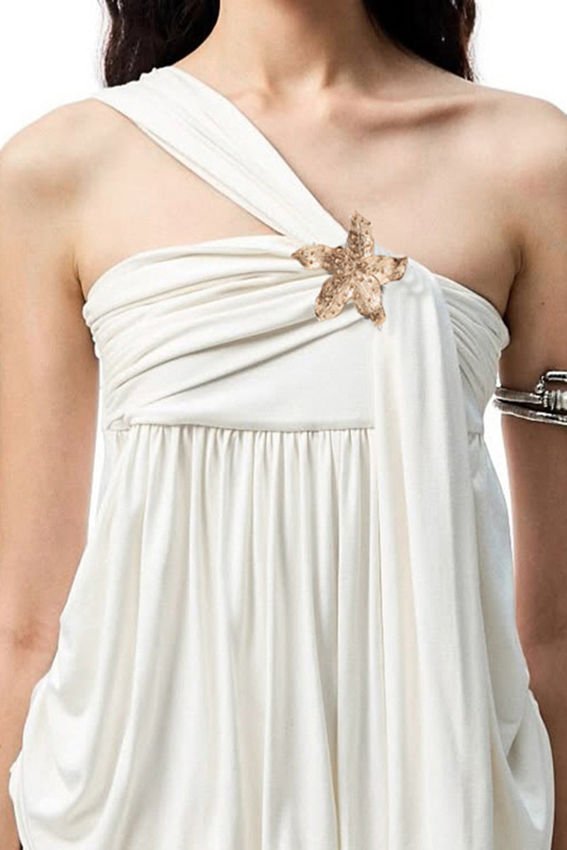 Elegant One-Shoulder Draped Mini Dress