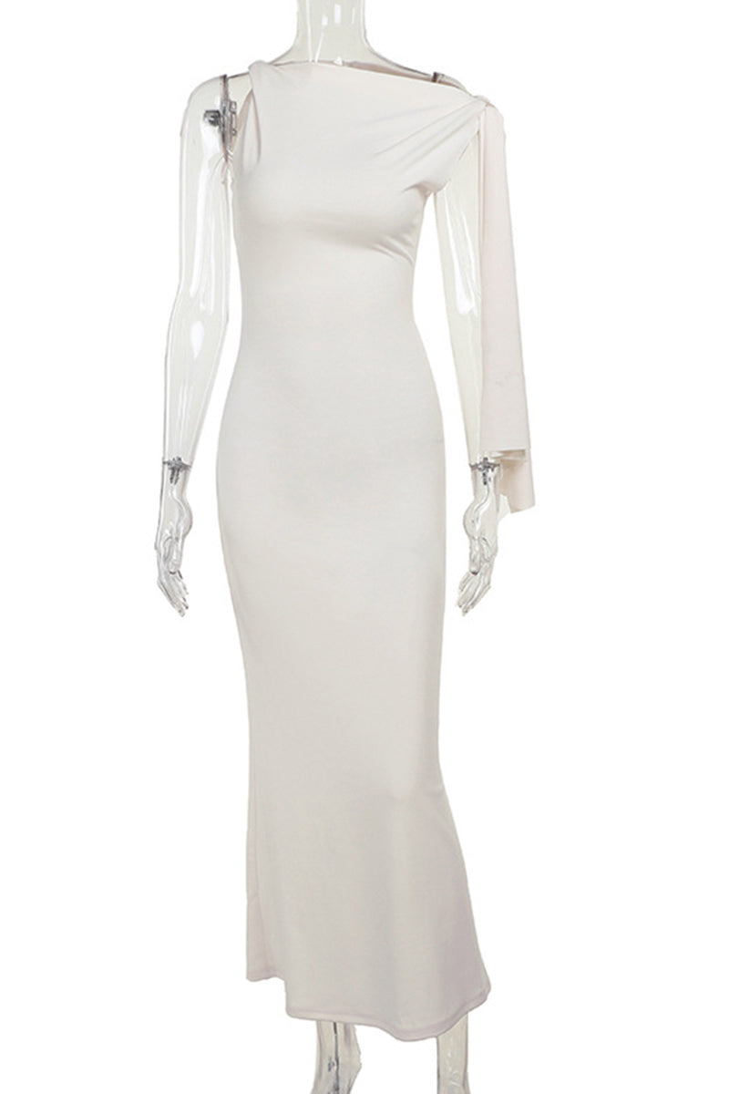 Asymmetrical Sleeve Maxi Night Out Dress