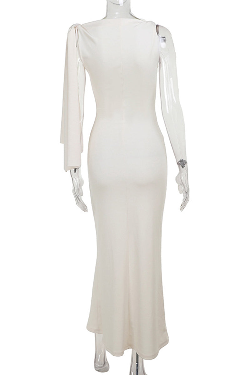 Asymmetrical Sleeve Maxi Night Out Dress