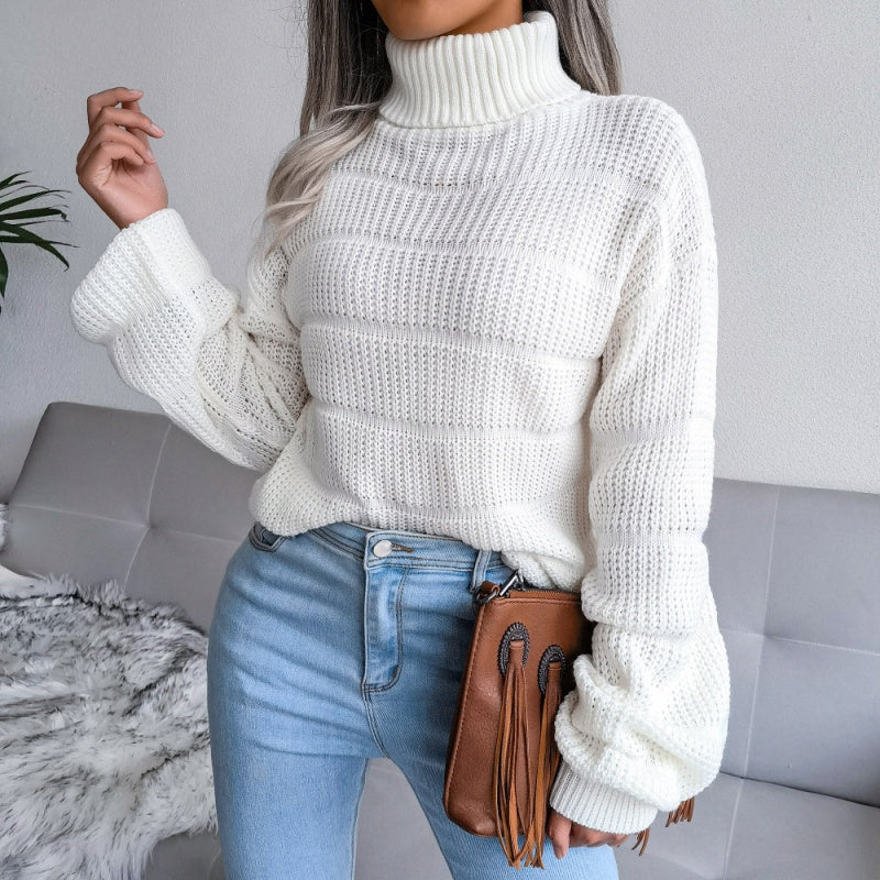 Turtleneck Knit Sweater with Relaxed Fit