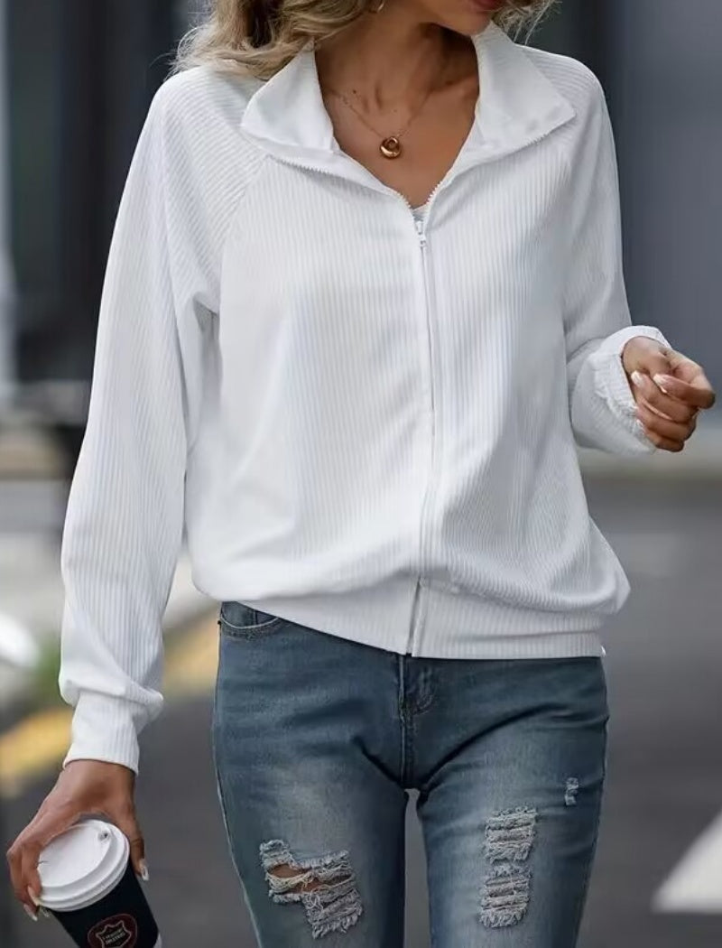 Zip-Up Lightweight Ribbed Jacket