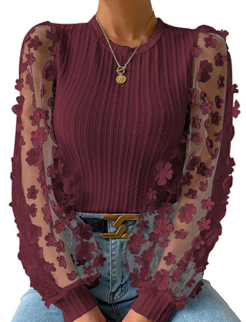 Floral Mesh Sleeve Top