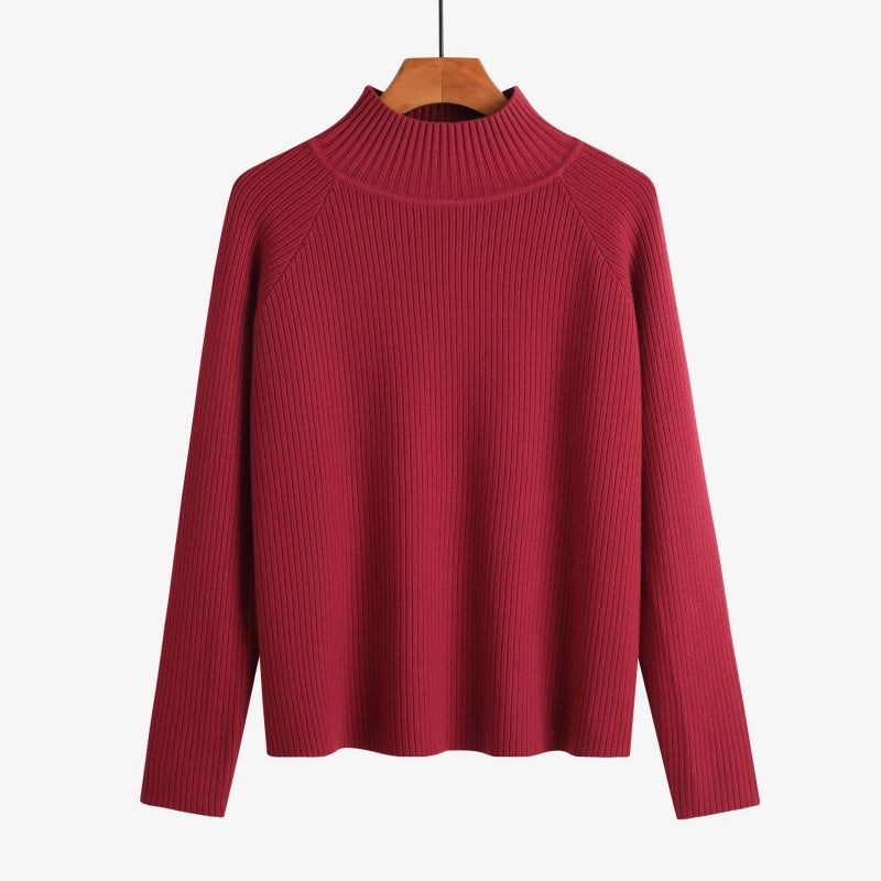 Ribbed High Neck Basic Sweater