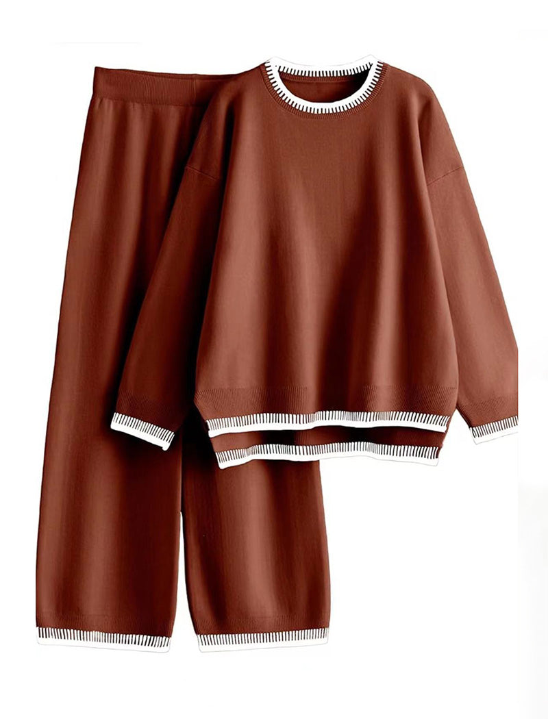 Contrast Trim Knit Lounge Set