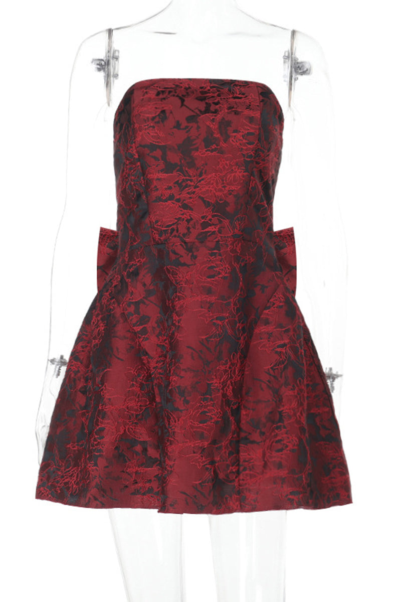 Strapless Floral Cocktail Dress
