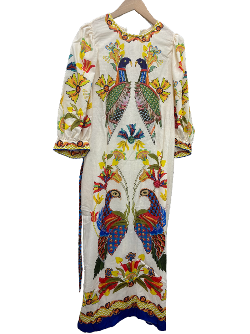 Graphic Print Belted Maxi Dress