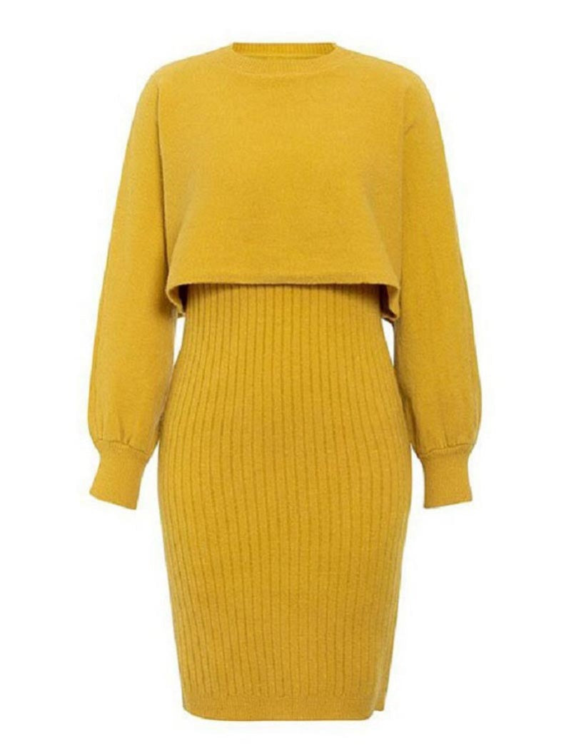 Ribbed Knit Top and Skirt Set