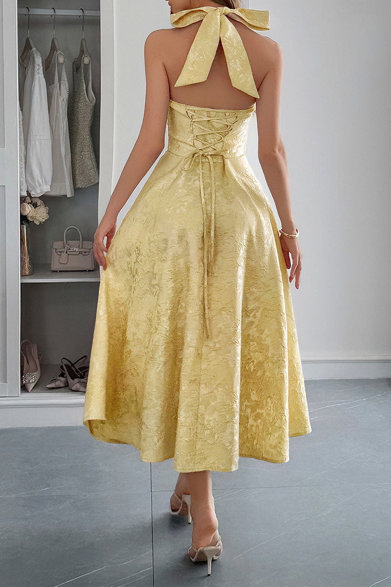 Elegant Halter Midi Sundress