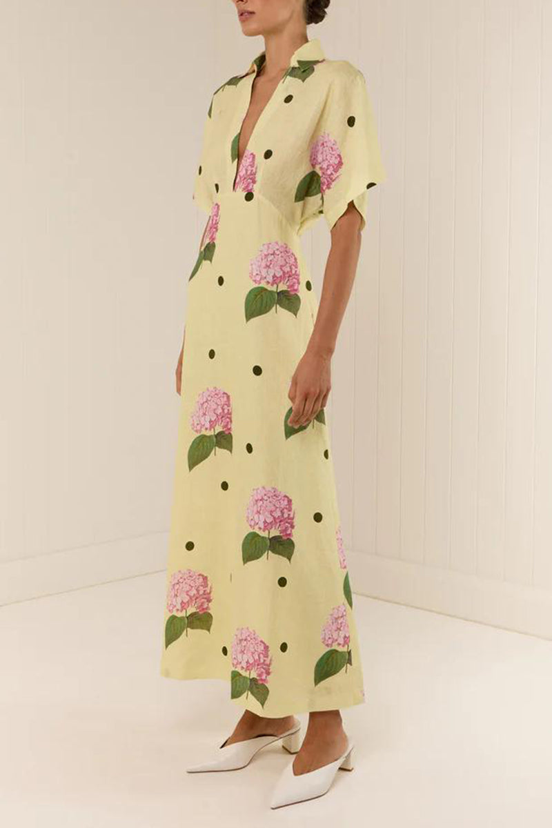 V-Neck Floral Loose Maxi Dress