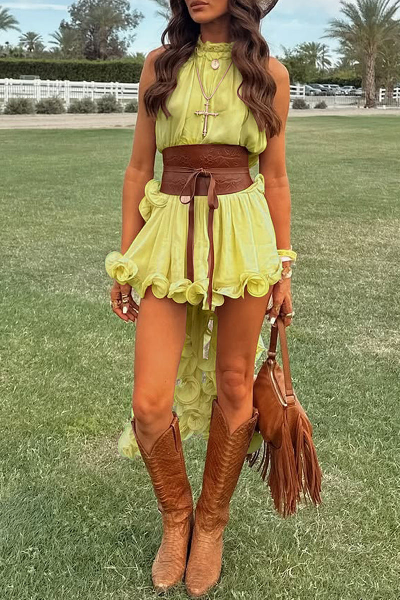 Ruffle High-Low Halter Set