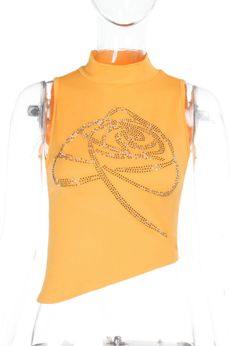 Embellished Rose High-Neck Tank Top