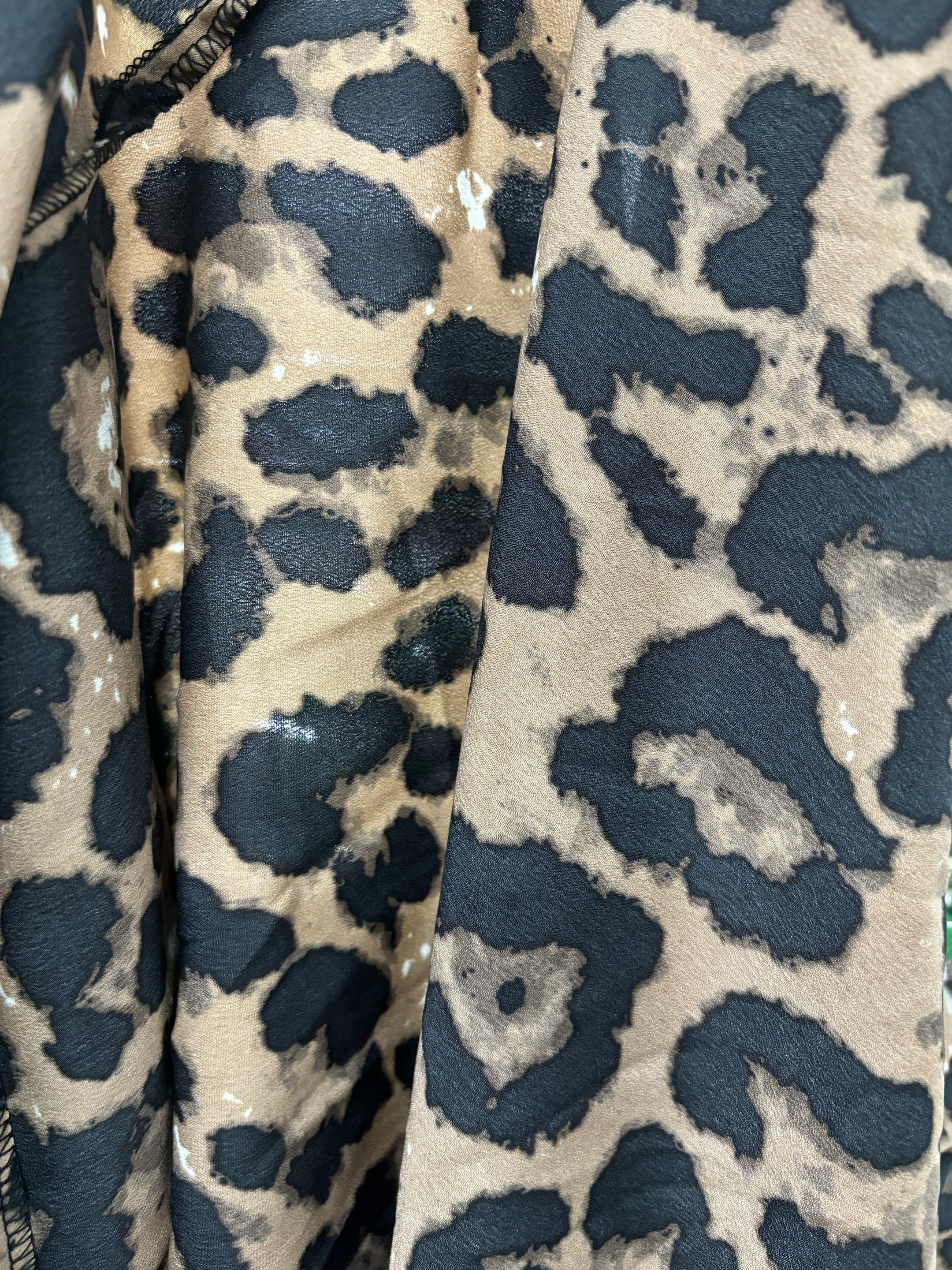 Leopard Print High-Low Midi Skirt