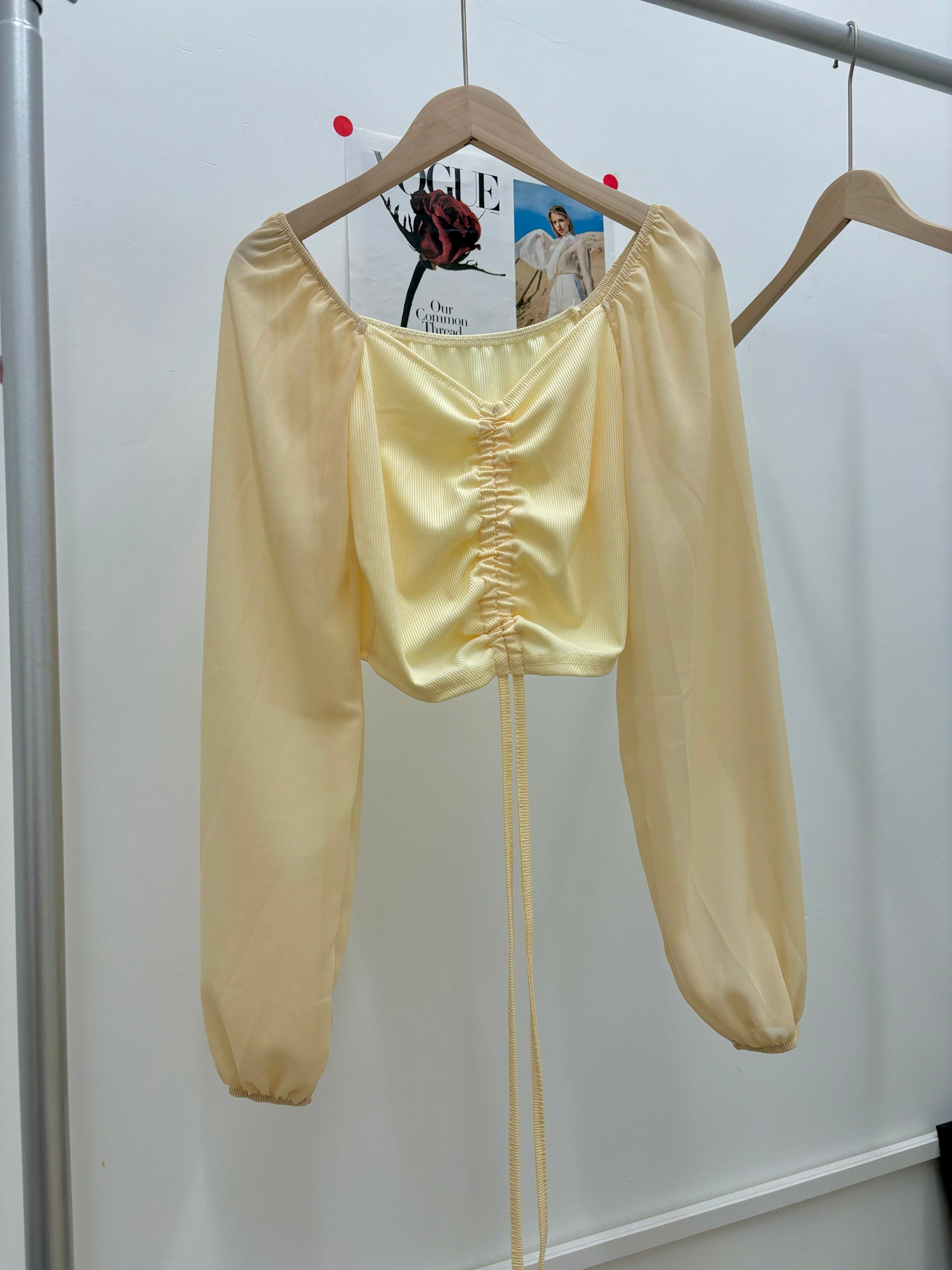 Ruched Long Sleeve Crop Top