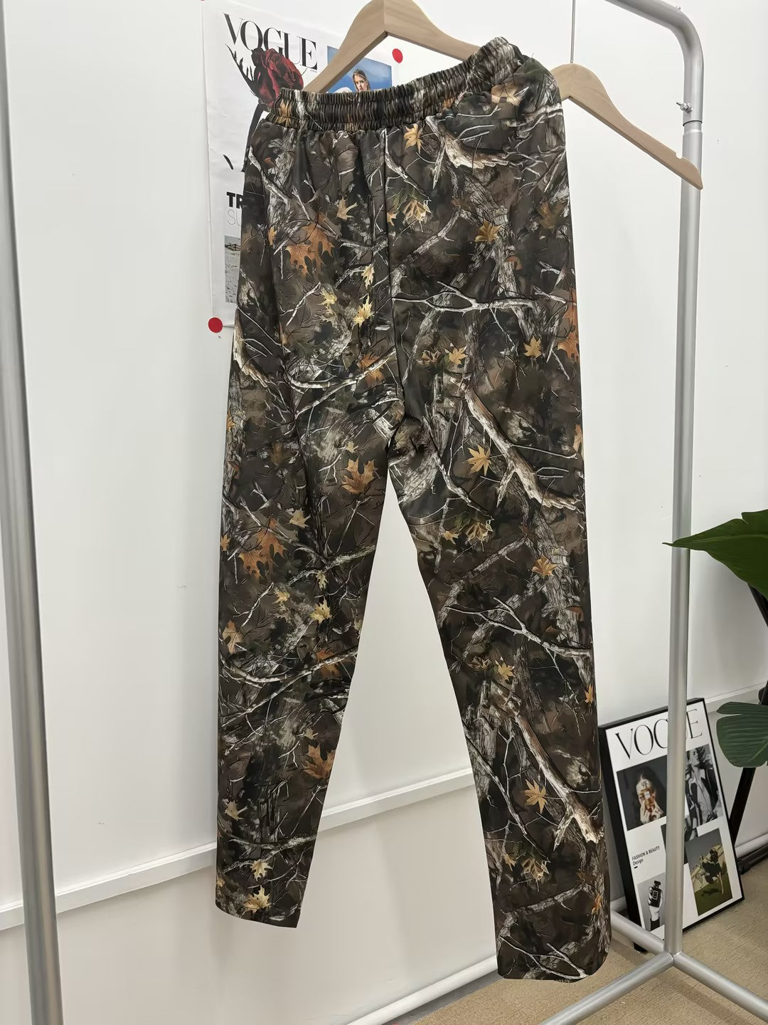 Wide-Leg Camo Printed Drawstring Pants