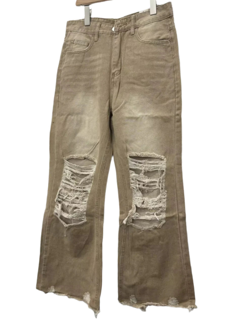 Distressed High-Rise Flared Jeans