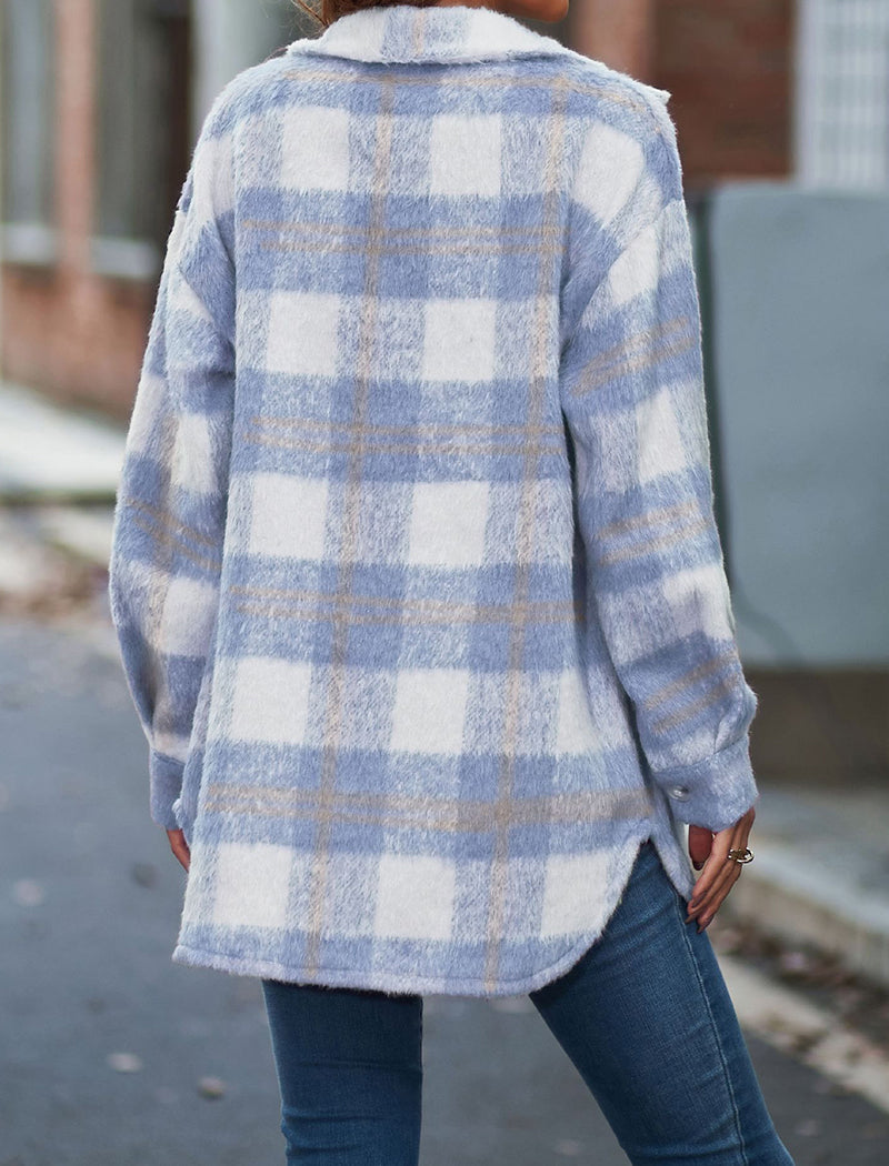 Oversized Checked Coat with Chest Pockets
