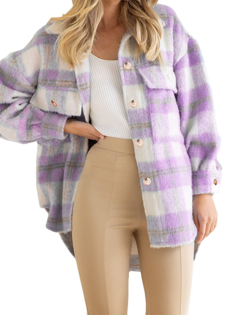 Oversized Checked Coat with Chest Pockets