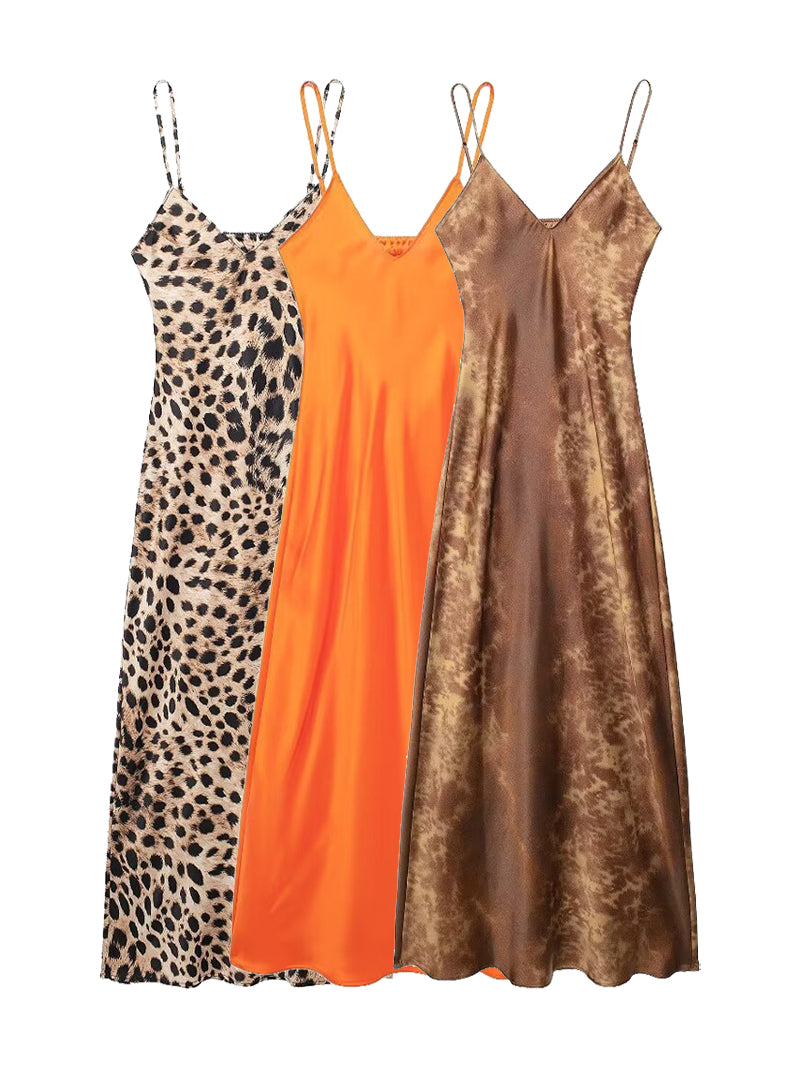 Leopard Spaghetti Strap Cutout Dress