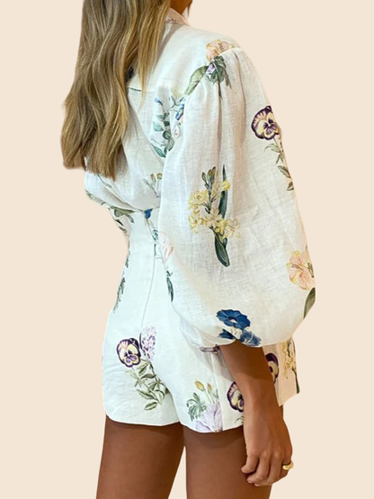 Floral Print Shirt and Shorts Set