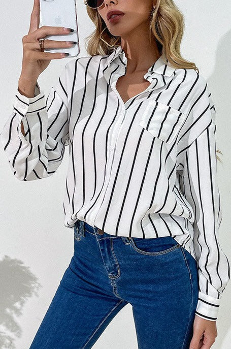 Striped Button-Front Shirt