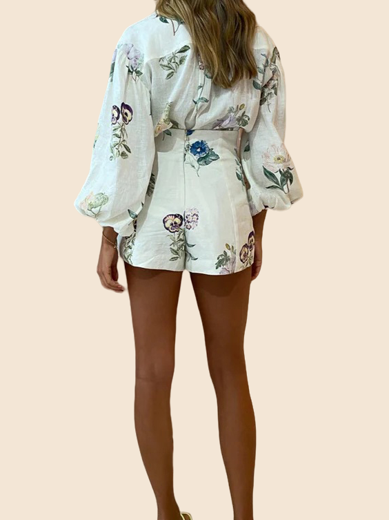 Floral Print Shirt and Shorts Set