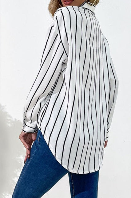 Striped Button-Front Shirt