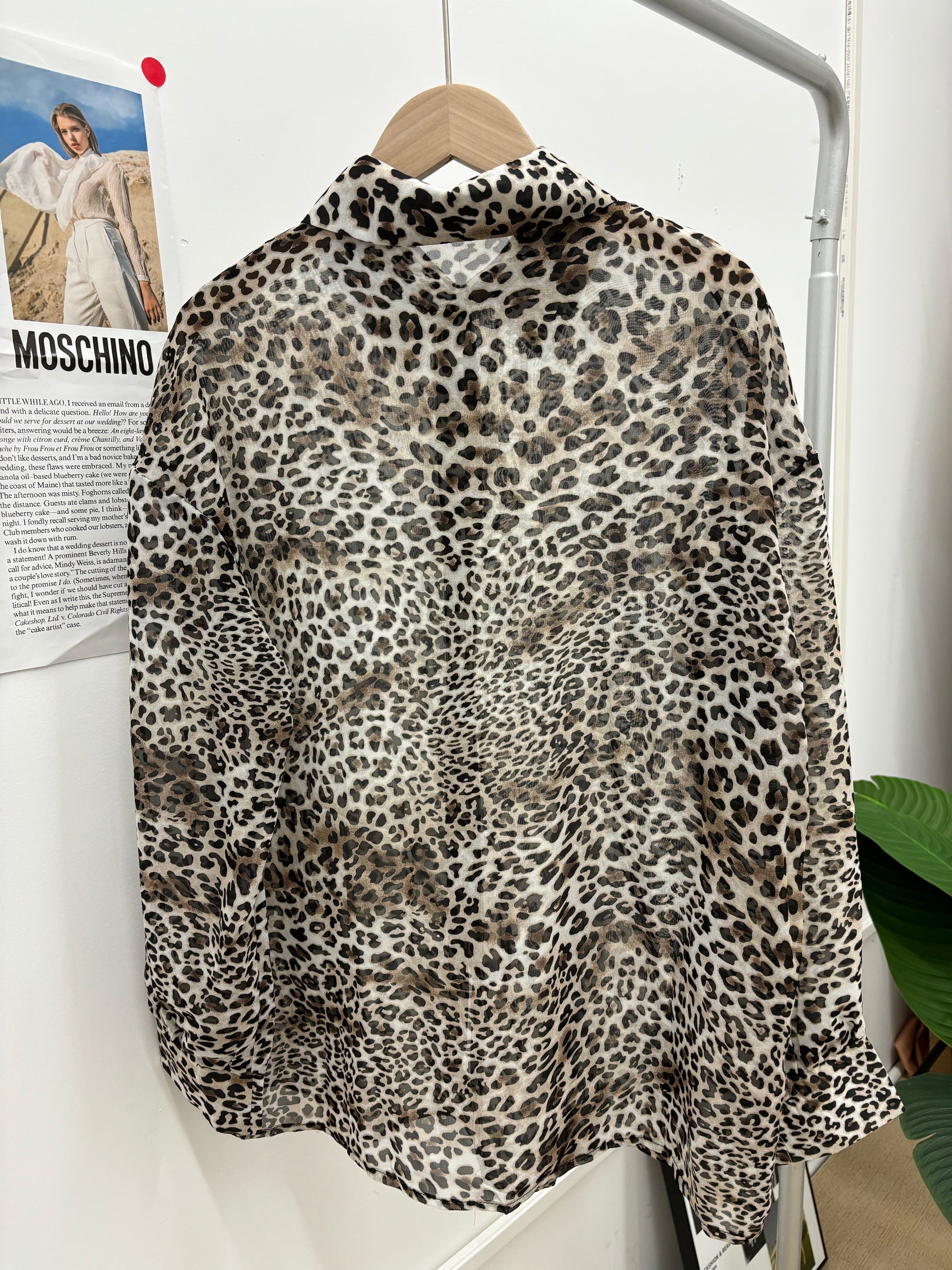 Leopard Print Button-Down Blouse