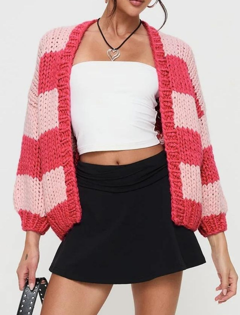 Open-Front Chunky Knit Cardigan