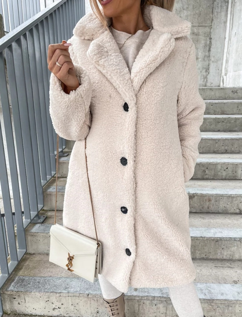 Button-Up Oversized Teddy Coat